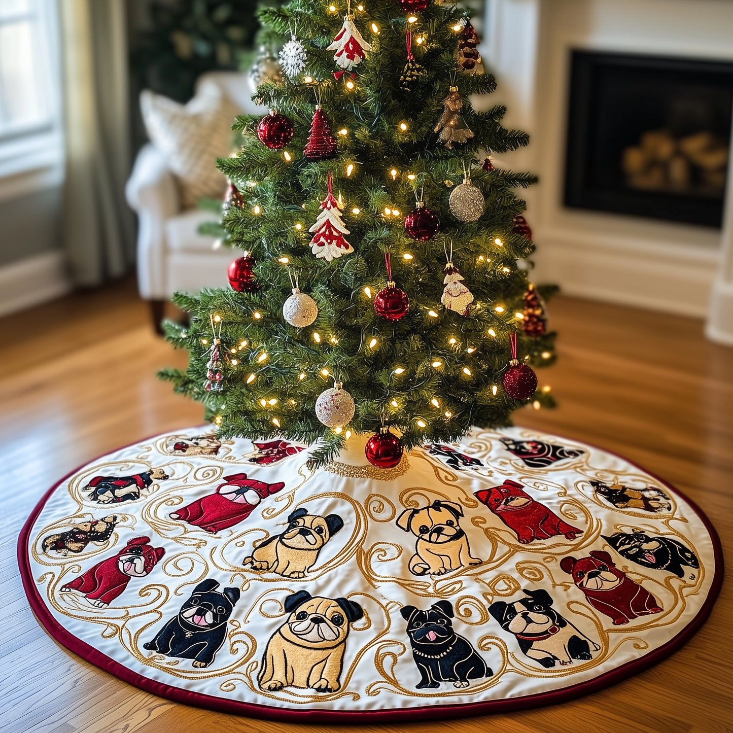 Bulldog Quilted Tree Skirt GFTONL694