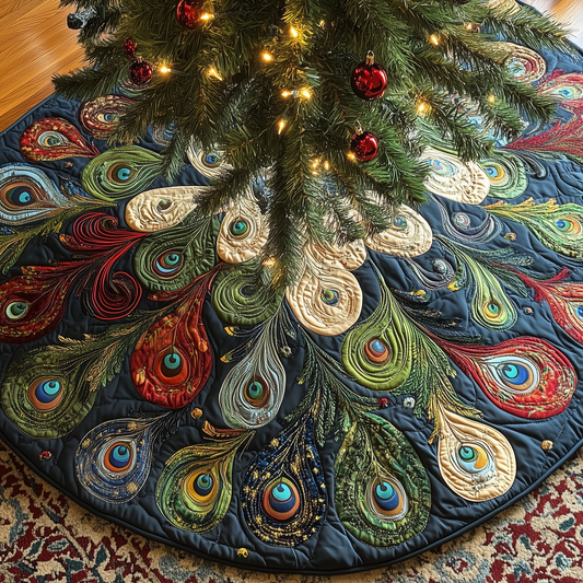 Shimmering Peacock Quilted Tree Skirt GFTONL708