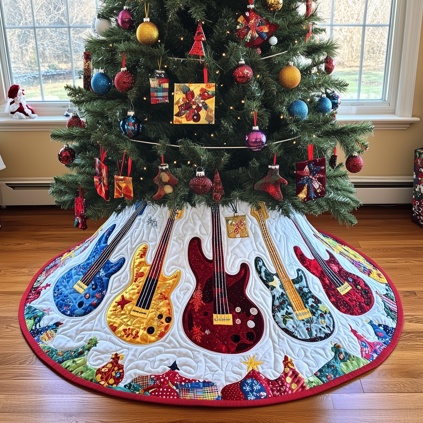 Festive Guitars Quilted Tree Skirt GFTONL742