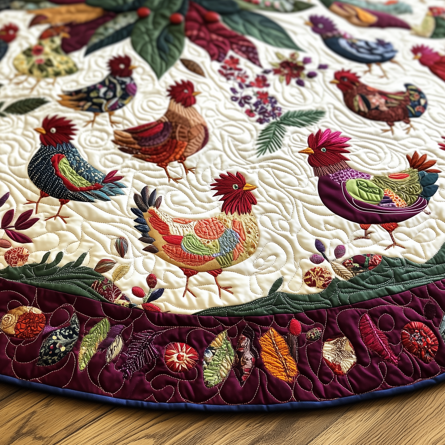 Chicken Christmas Quilted Tree Skirt GFTONL787