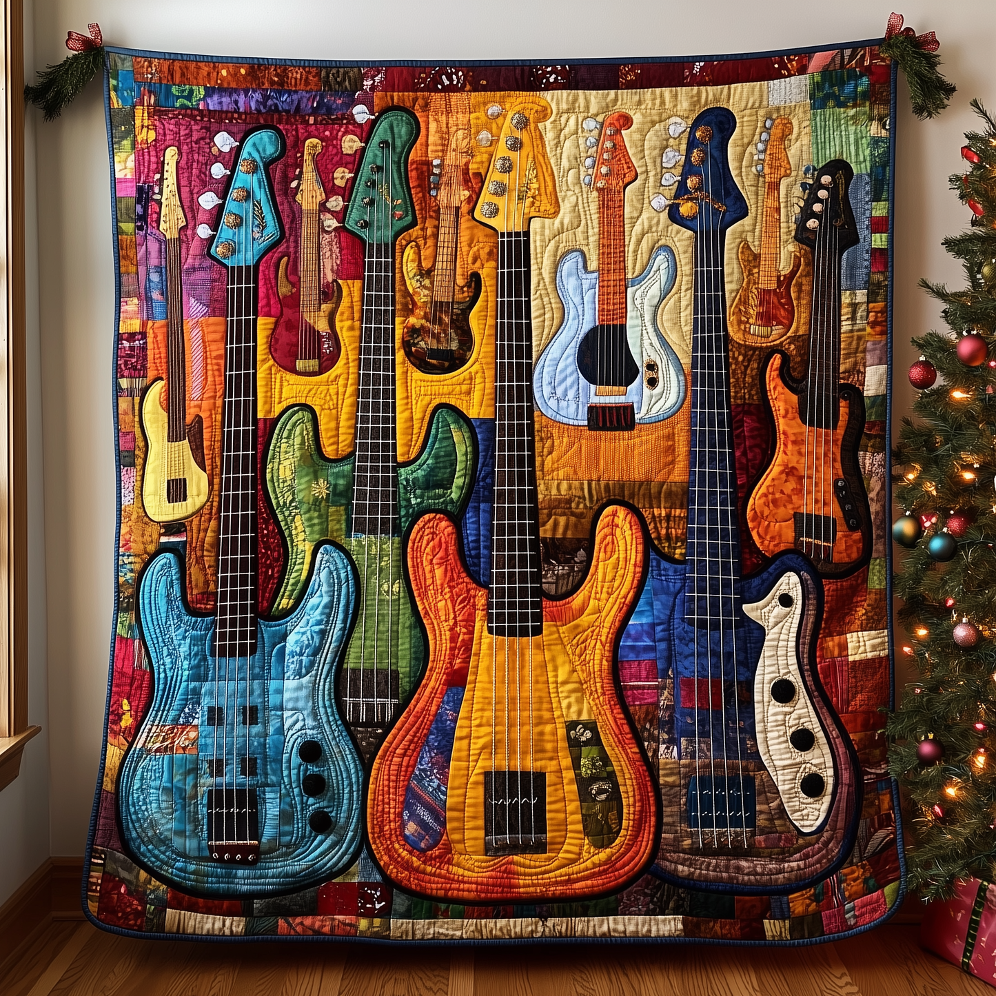 Vintage Bass Guitars Quilted Blanket GFTONL820