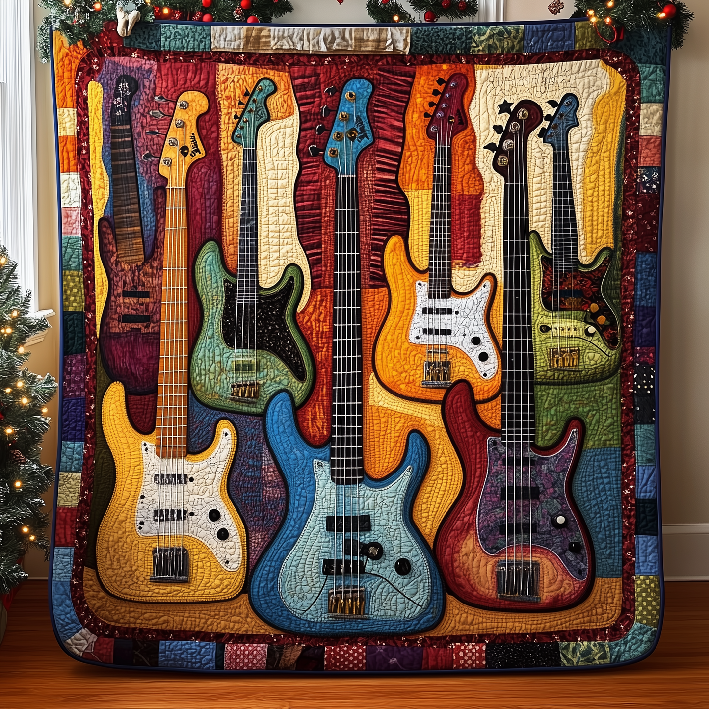 Vintage Bass Guitars Quilted Blanket GFTONL821