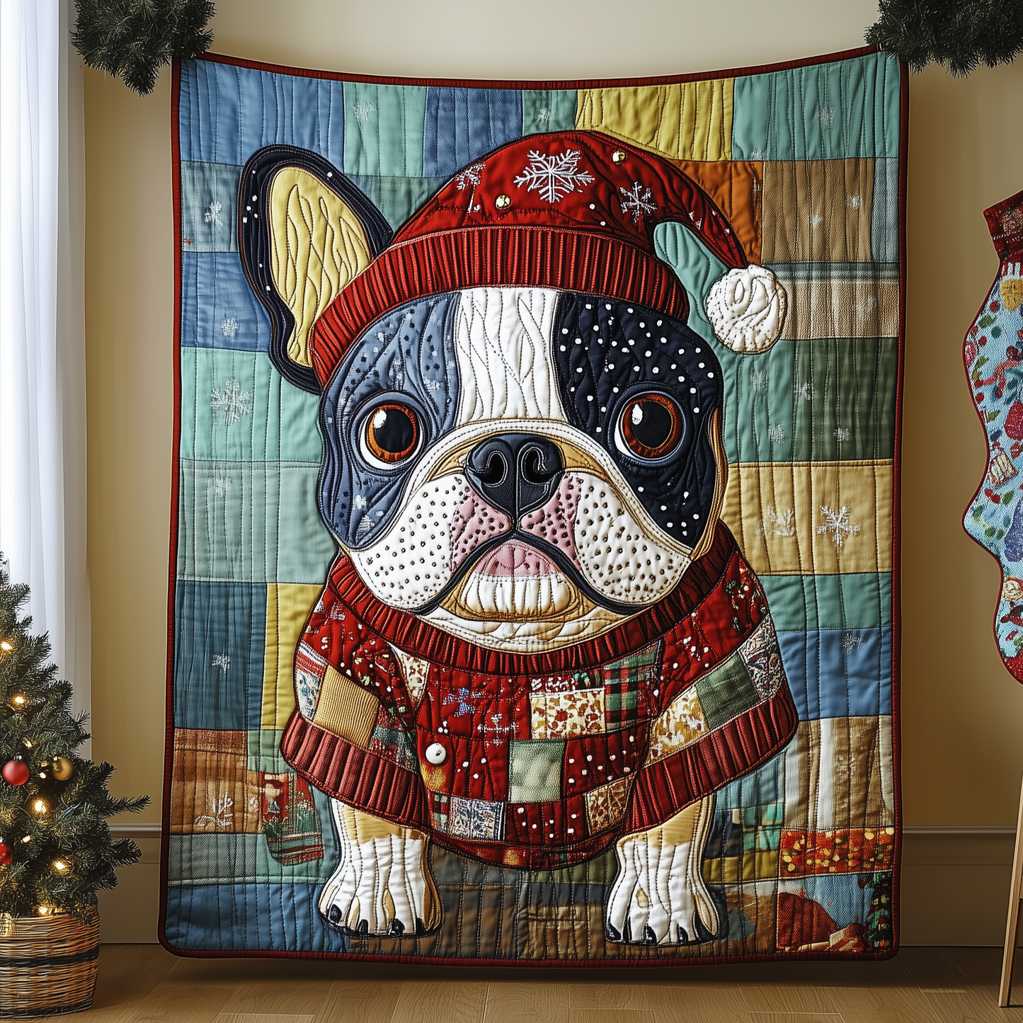 Christmas Bulldog Quilted Blanket GFTONL838