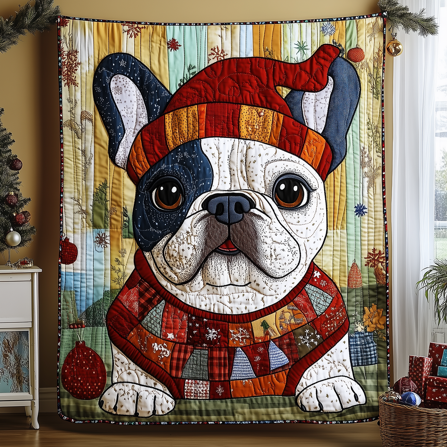 Christmas Bulldog Quilted Blanket GFTONL842