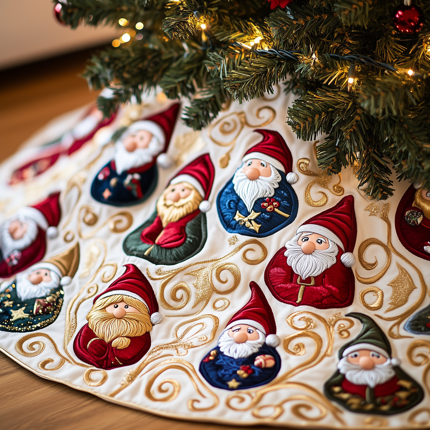 Cheerful Gnomes Quilted Tree Skirt GFTONL867