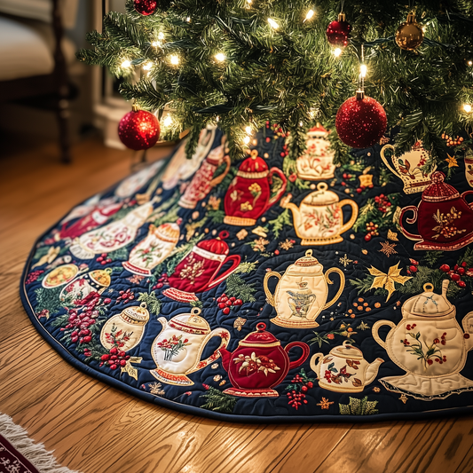 Festive Teapot Quilted Tree Skirt GFTONL886