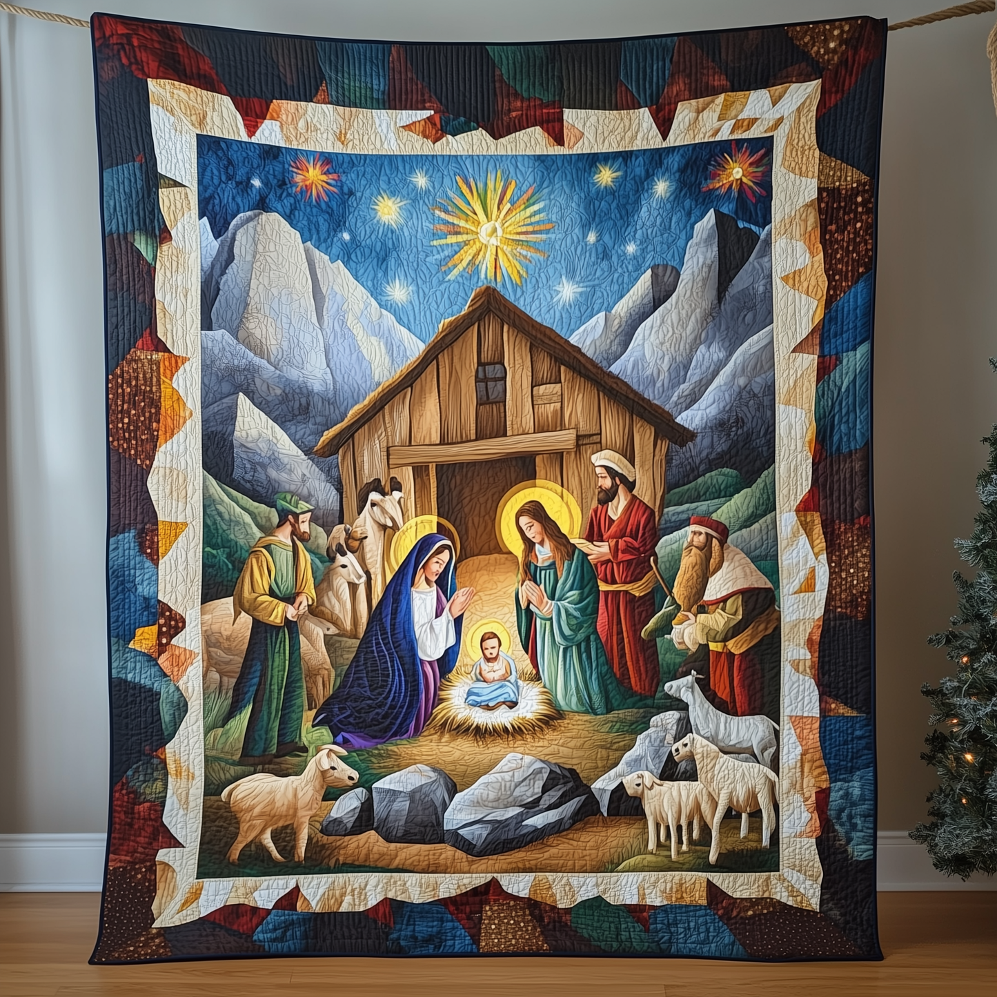 Amazing Grace Nativity Scene Quilted Blanket GFTONL915