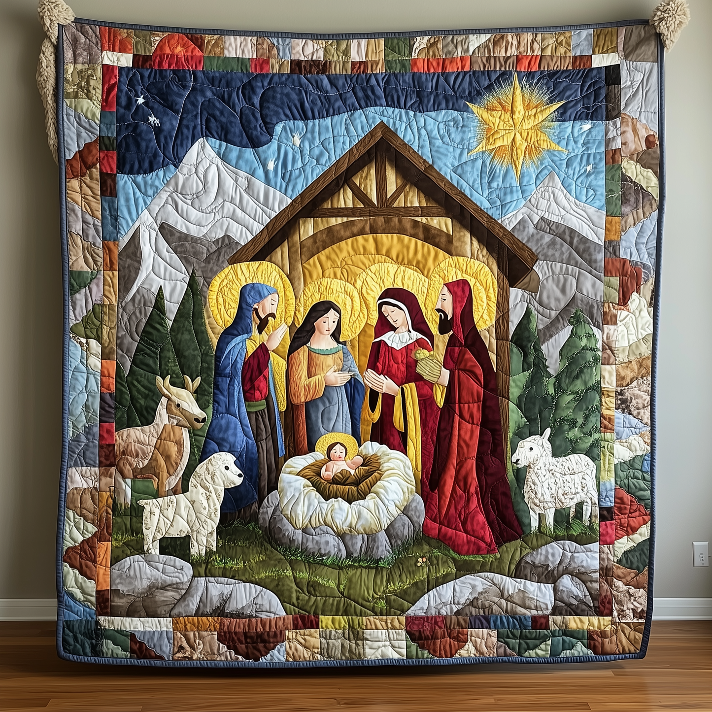 Amazing Grace Nativity Scene Quilted Blanket GFTONL916