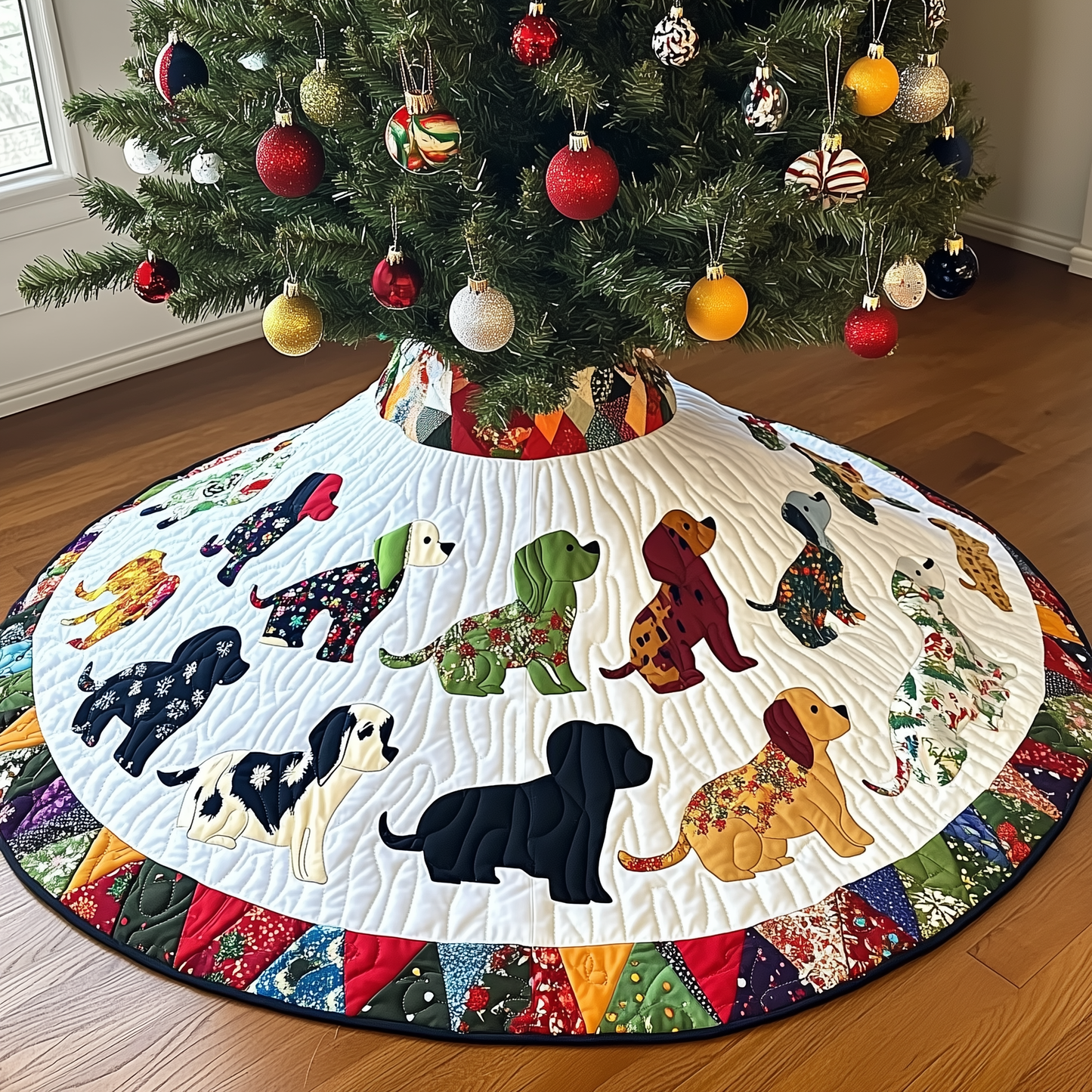 Christmas Beagle Quilted Tree Skirt GFTOTL1007