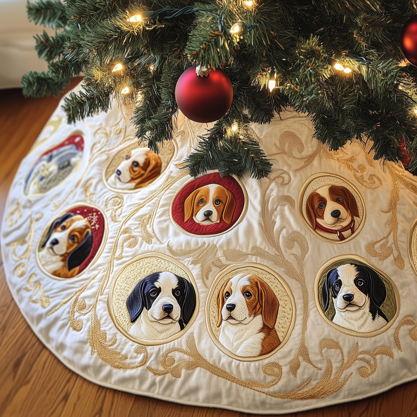 Christmas Beagle Quilted Tree Skirt GFTOTL1017