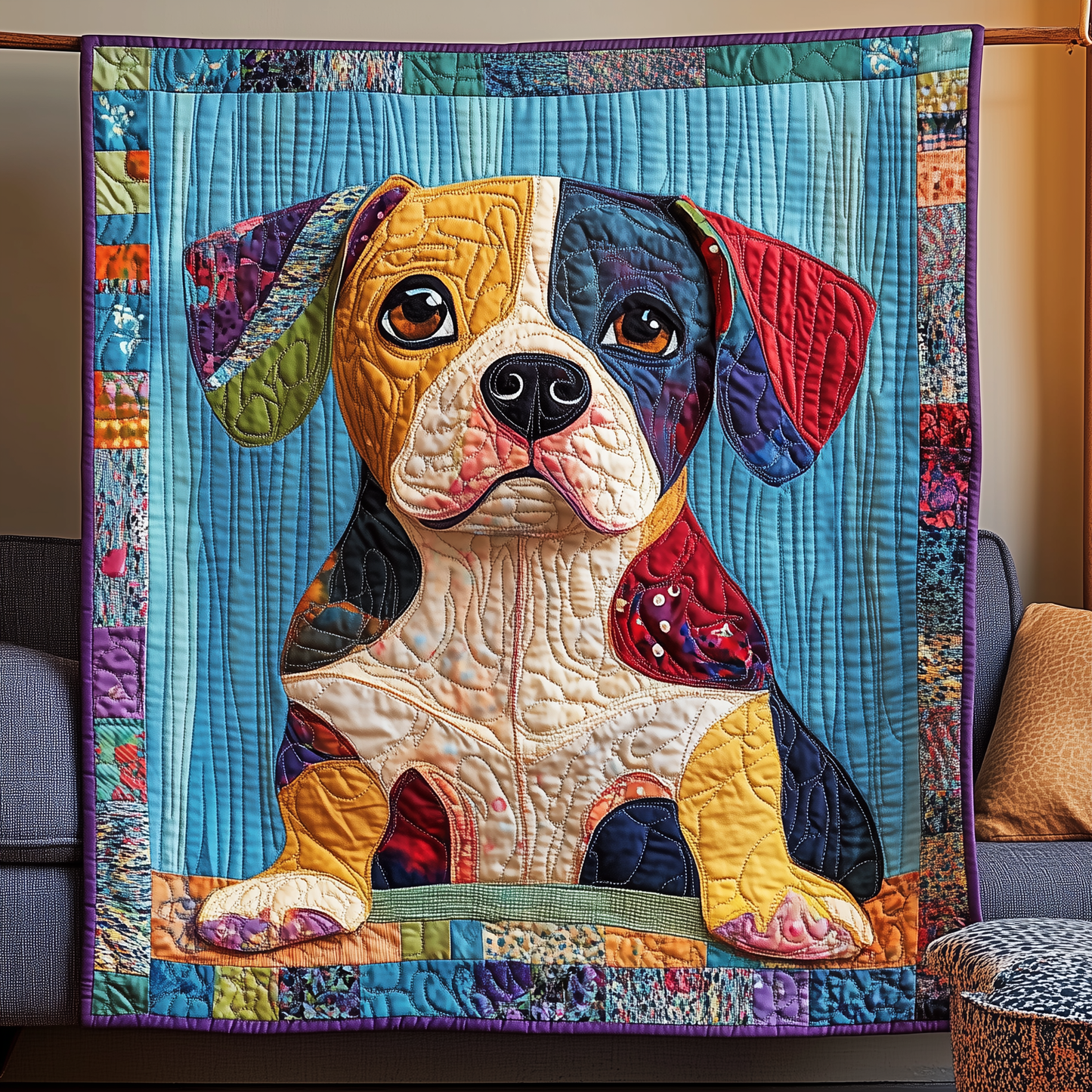 Beagle Patchwork Quilted Blanket GFTOTL1020