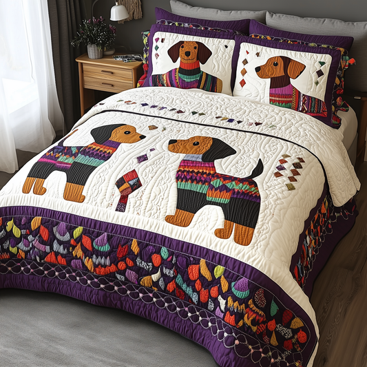 Dachshund 3-Piece Quilted Bedding Set GFTOTL1061