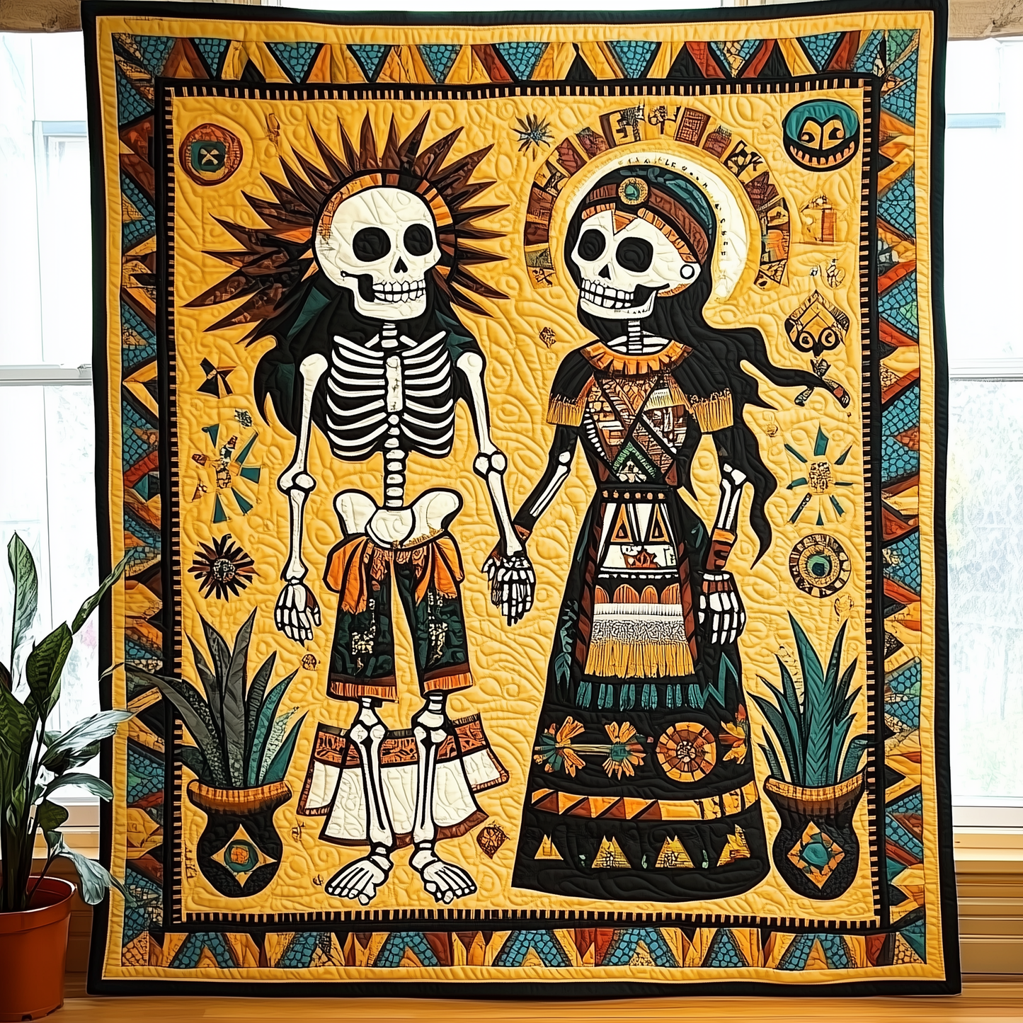 Aztec Skeleton Quilted Blanket GFTOTL1094