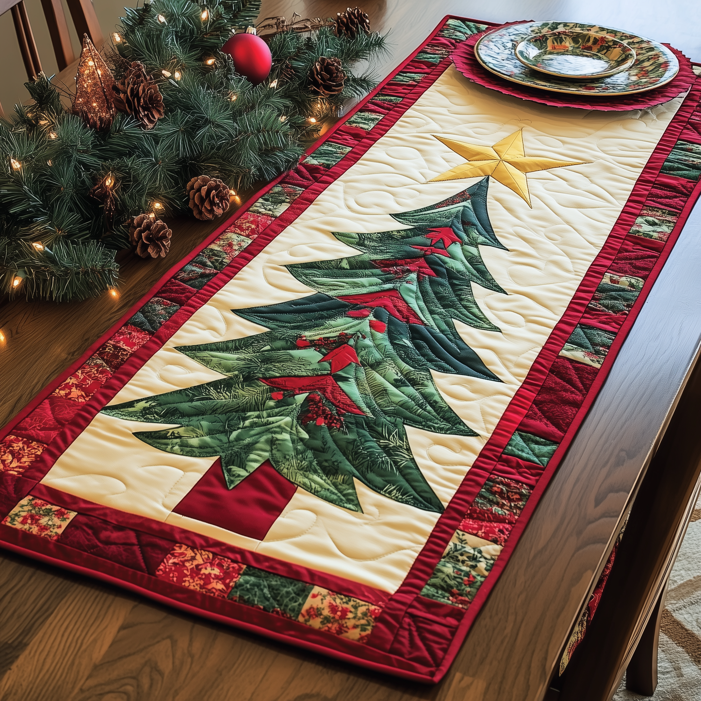 Christmas Tree Quilted Table Runner GFTOTL1101