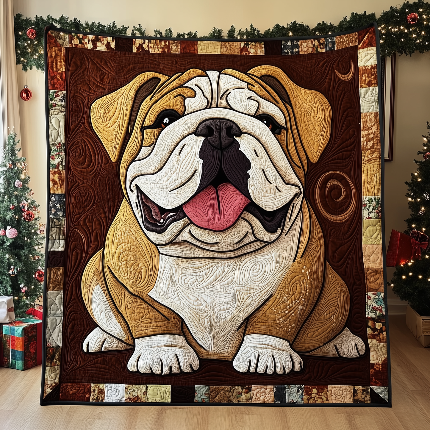 Winter English Bulldog Quilted Blanket GFTOTL1179