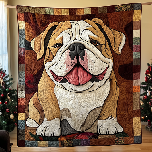 Winter English Bulldog Quilted Blanket GFTOTL1180