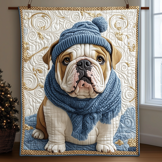 Winter English Bulldog Quilted Blanket GFTOTL1184