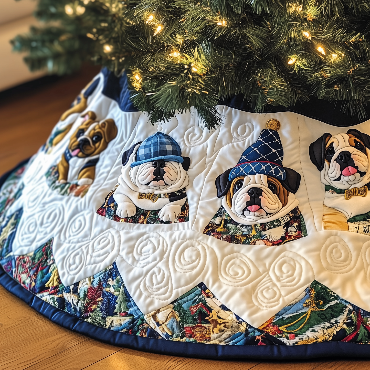 Winter English Bulldog Quilted Tree Skirt GFTOTL1189