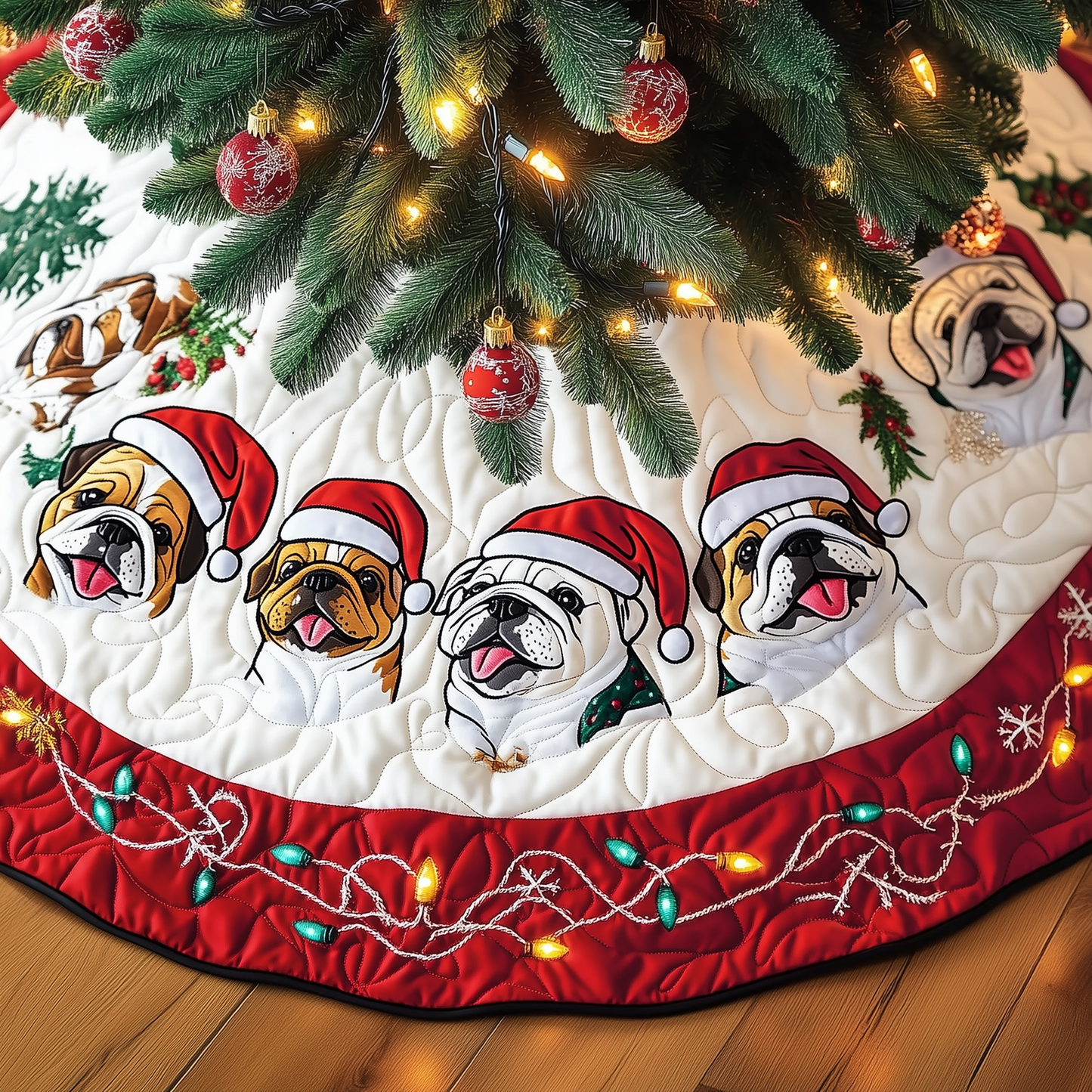 Festive English Bulldog Quilted Tree Skirt GFTOTL1193