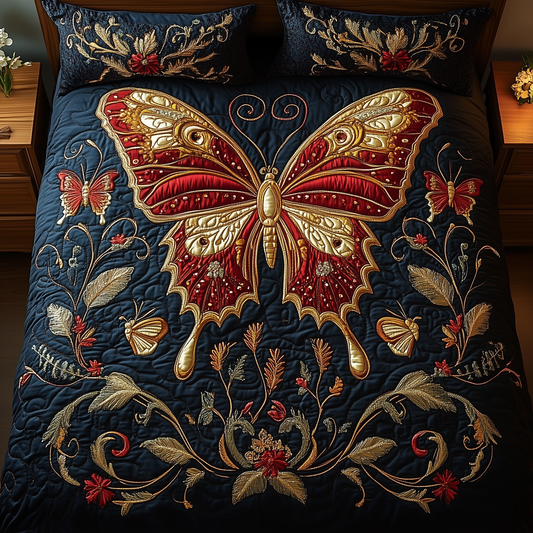 Butterflies Elegance of Nature 3-Piece Quilted Bedding Set GFTOTL1261