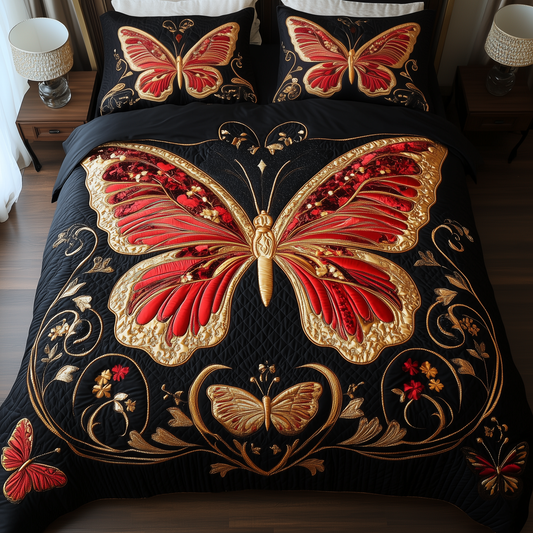 Butterflies Elegance of Nature 3-Piece Quilted Bedding Set GFTOTL1262