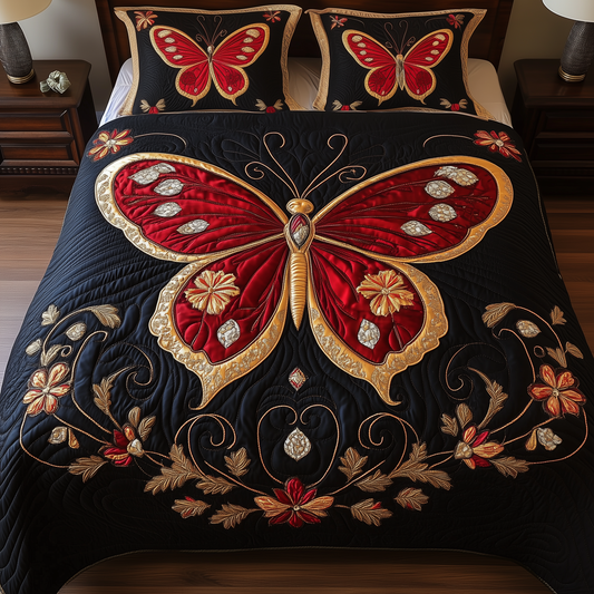 Butterflies Elegance of Nature 3-Piece Quilted Bedding Set GFTOTL1263