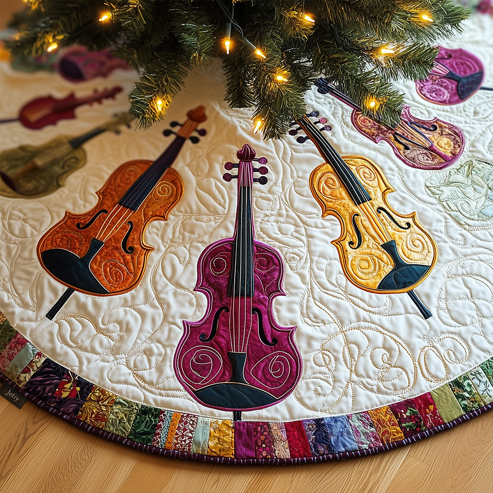 Joyful Pink Violins Quilted Tree Skirt GFTOTL1270