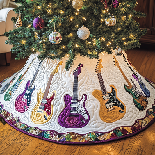 Festive Purple Guitars Quilted Tree Skirt GFTOTL1282