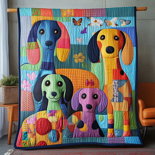 Whimsical Dachshund Quilted Blanket GFTOTL1295