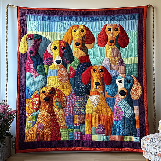 Whimsical Dachshund Quilted Blanket GFTOTL1299