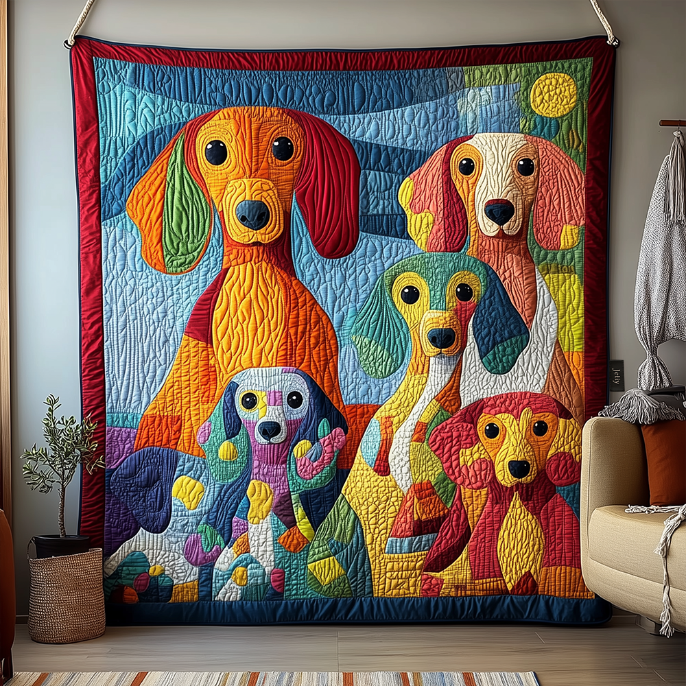 Whimsical Dachshund Quilted Blanket GFTOTL1300