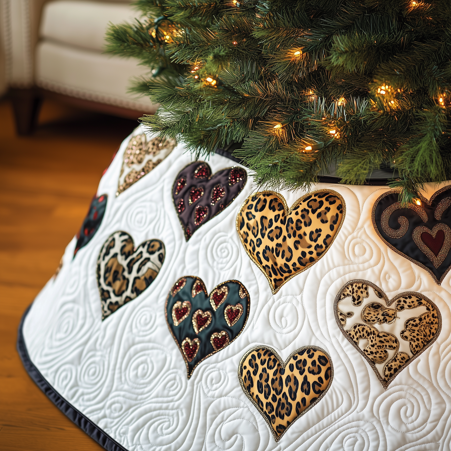 Leopard Hearts Quilted Tree Skirt GFTOTL1356