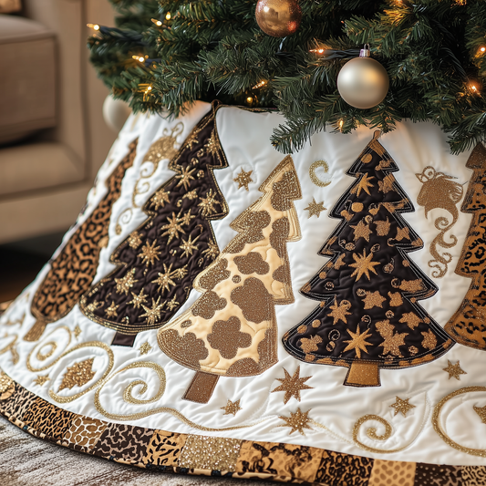 Festive Leopard Christmas Tree Quilted Tree Skirt GFTOTL1364