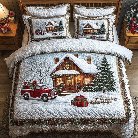 Rustic Winter Cabin 3-Piece Quilted Bedding Set GFTOTL1380