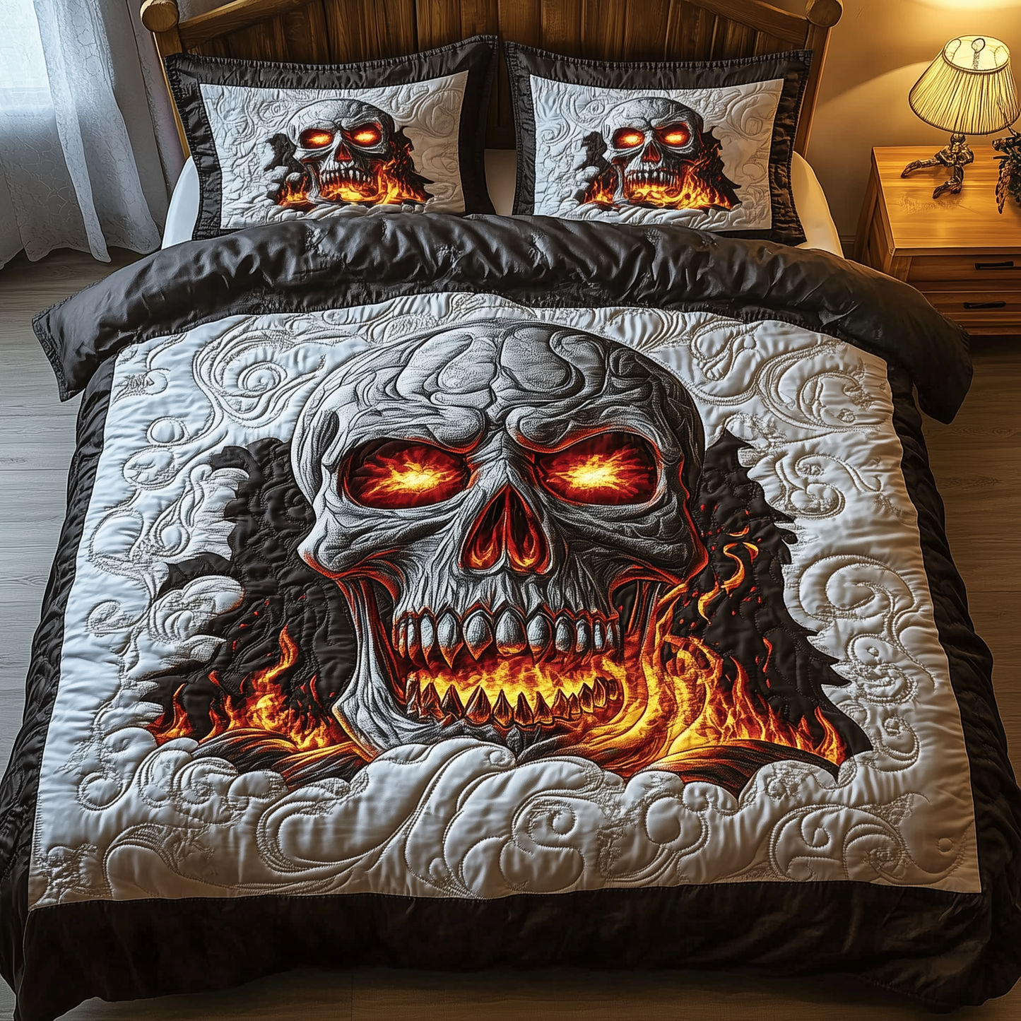 Lava Skull 3-Piece Quilted Bedding Set GFTOTL1411