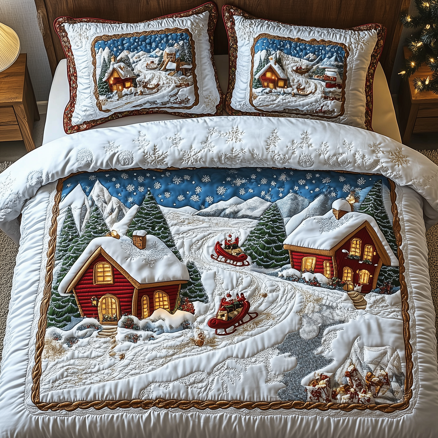 Snowy Town 3-Piece Quilted Bedding Set GFTOTL1432