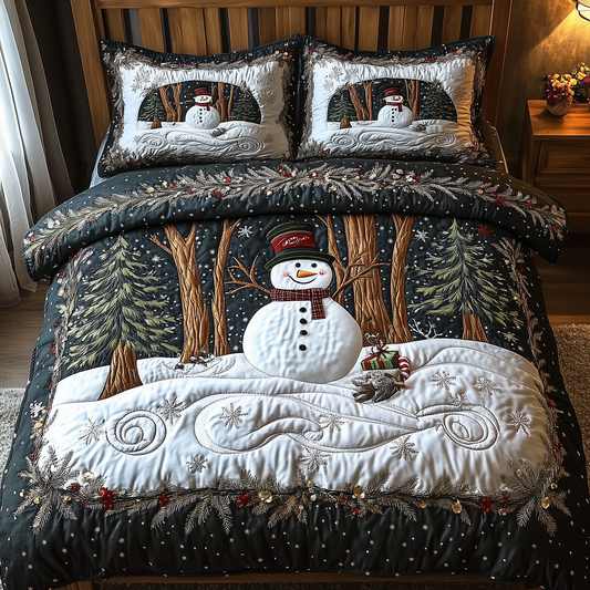 Vintage Snowman 3-Piece Quilted Bedding Set GFTOTL1443