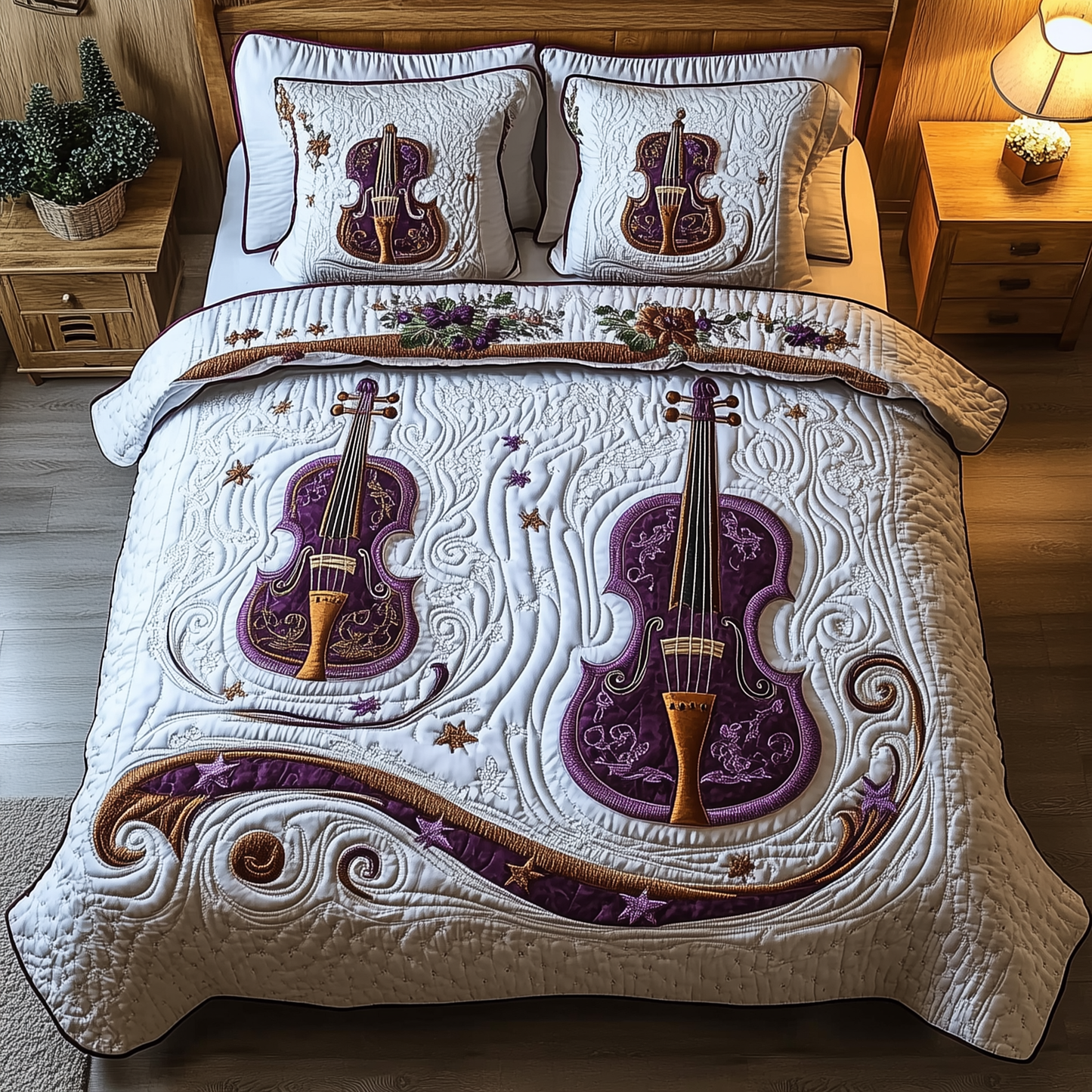 Festive String 3-Piece Quilted Bedding Set GFTOTL1454