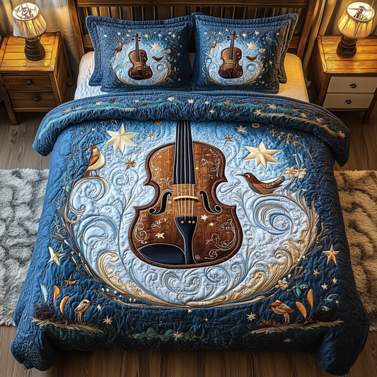 Blue Melodies 3-Piece Quilted Bedding Set GFTOTL1464