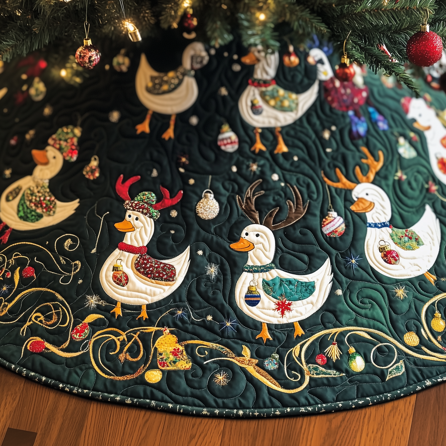 Festive Duck Quilted Tree Skirt GFTOTL1474