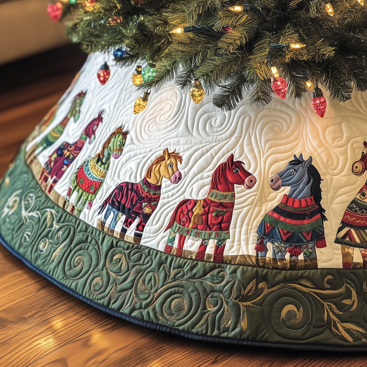 Farmhouse Horse Quilted Tree Skirt GFTOTL1485