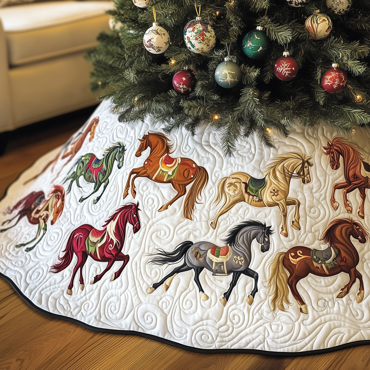 Farmhouse Horse Quilted Tree Skirt GFTOTL1486