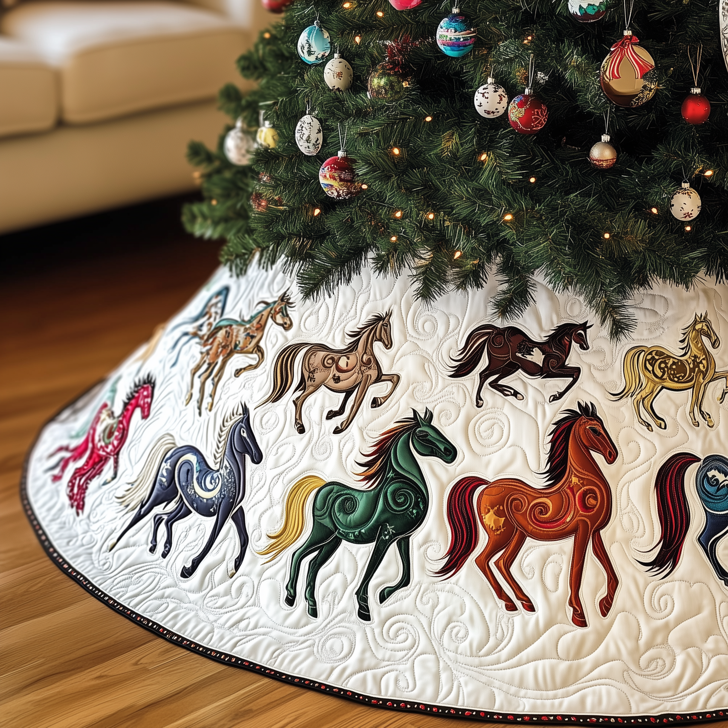 Farmhouse Horse Quilted Tree Skirt GFTOTL1487