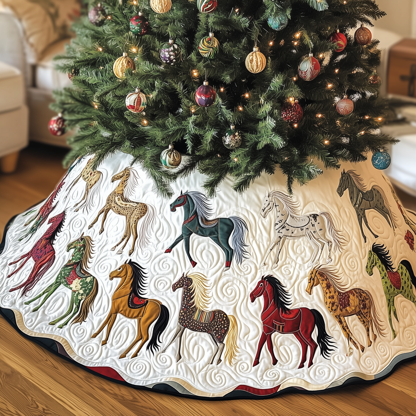 Farmhouse Horse Quilted Tree Skirt GFTOTL1488