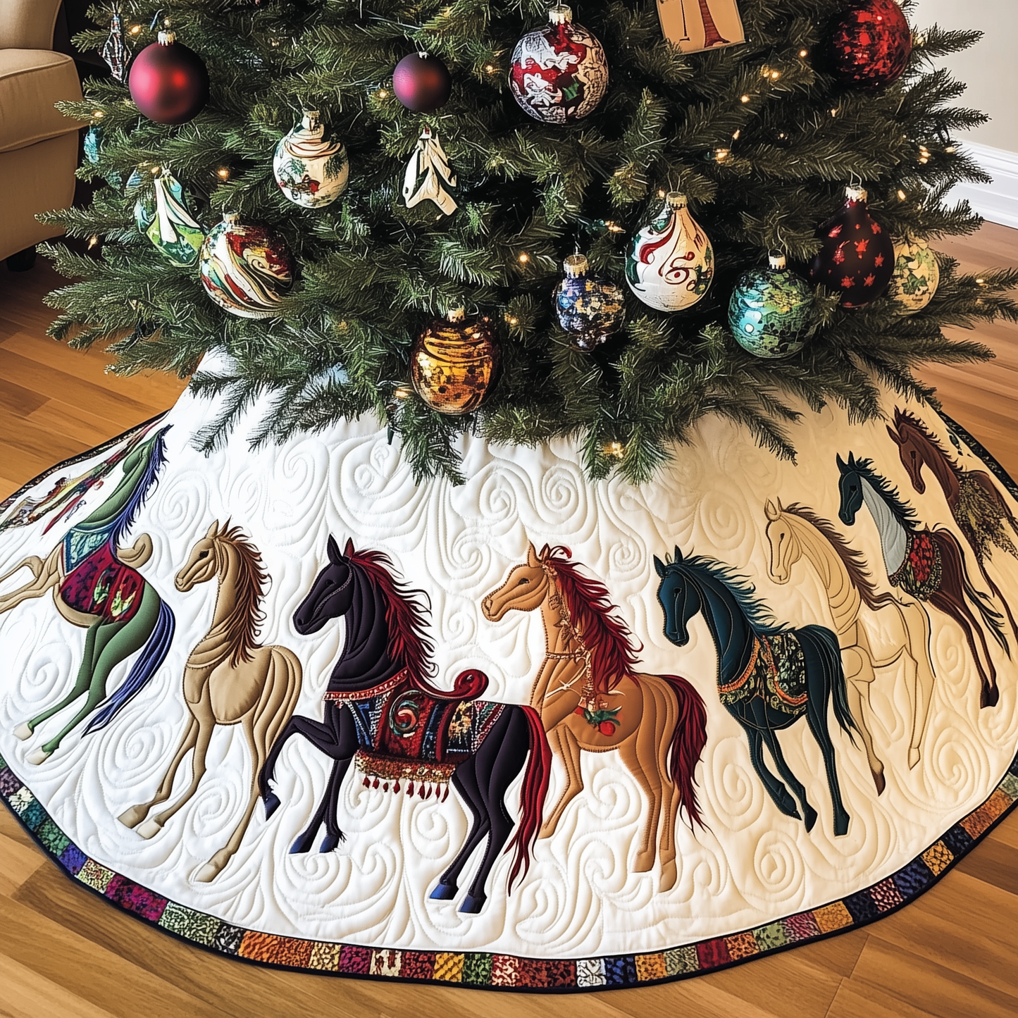 Farmhouse Horse Quilted Tree Skirt GFTOTL1489