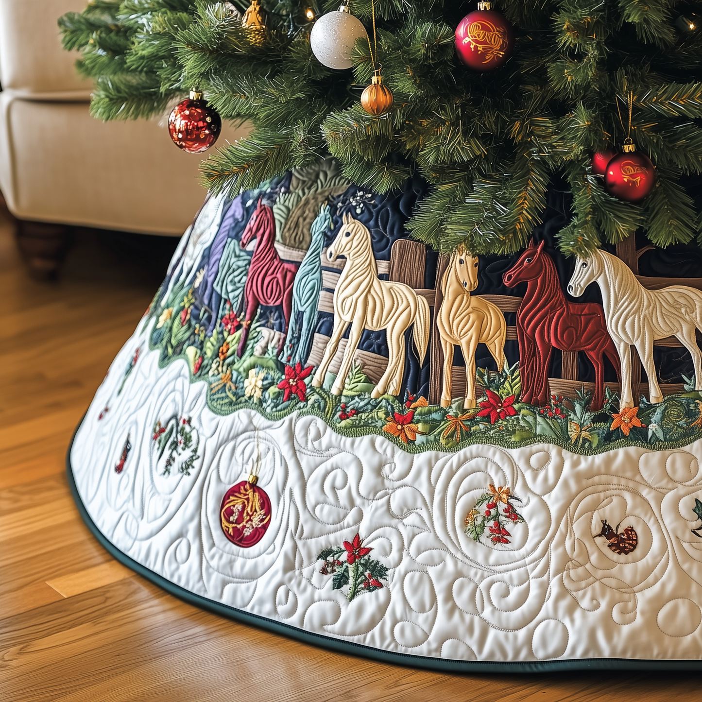 Farmhouse Horse Quilted Tree Skirt GFTOTL1490