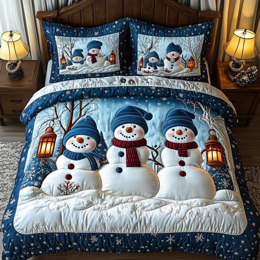 Happy Snowman 3-Piece Quilted Bedding Set GFTOTL1504