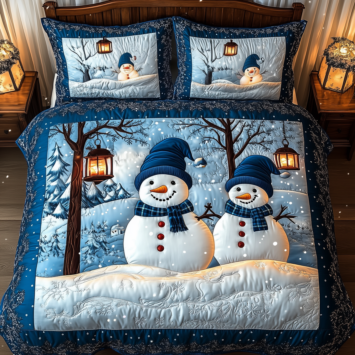 Happy Snowman 3-Piece Quilted Bedding Set GFTOTL1505