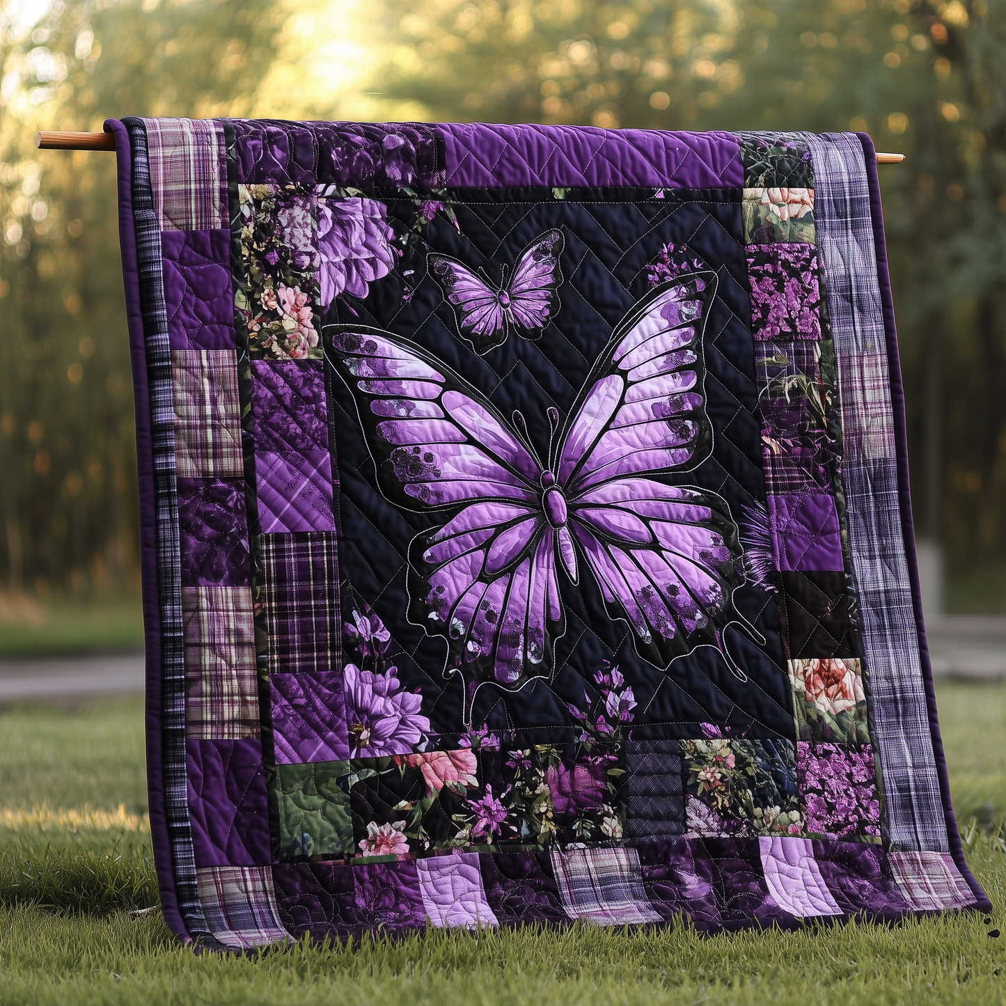 Purple Butterfly Quilted Blanket GFTOTL179