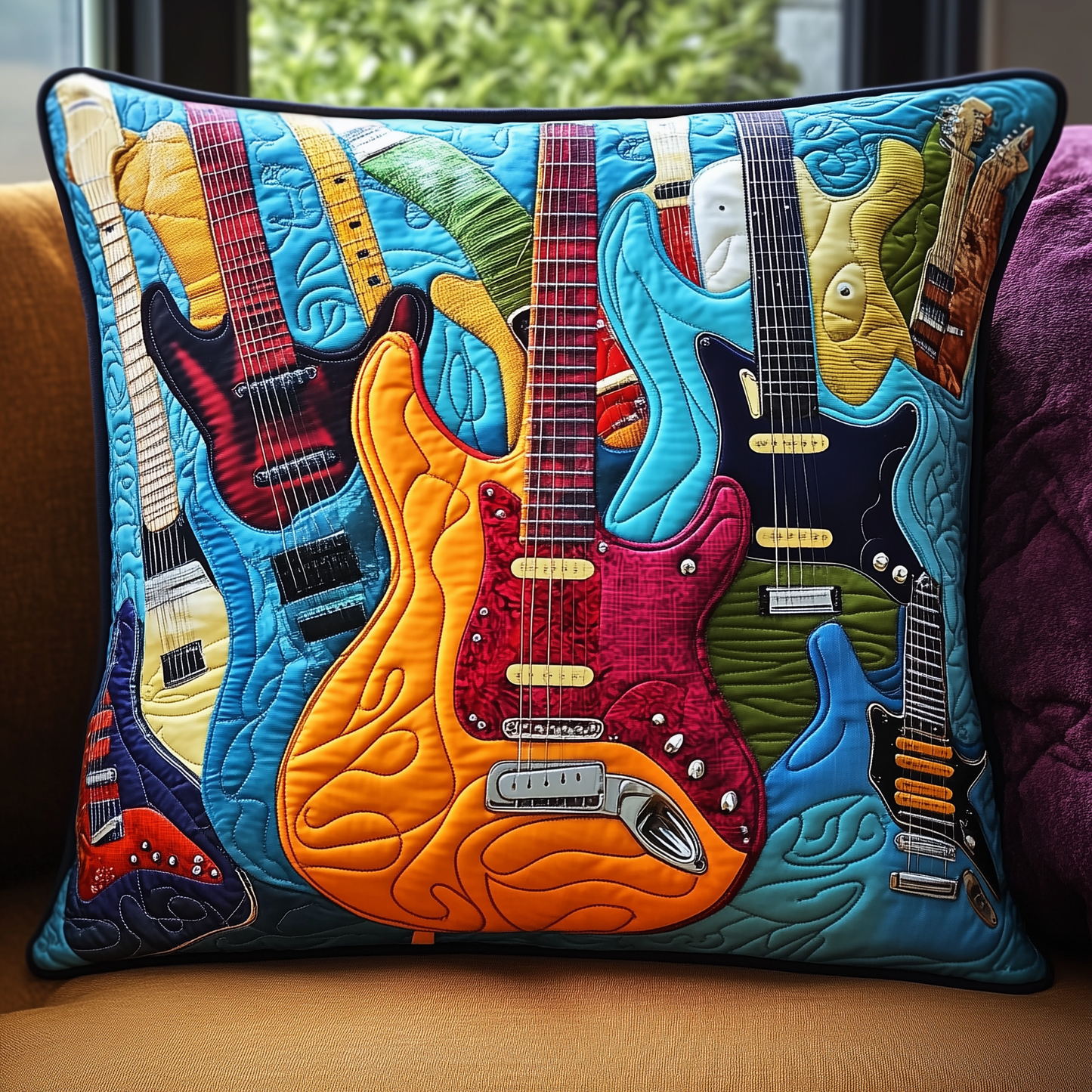 Swirl Guitar Quilted Pillow Case GFTOTL211